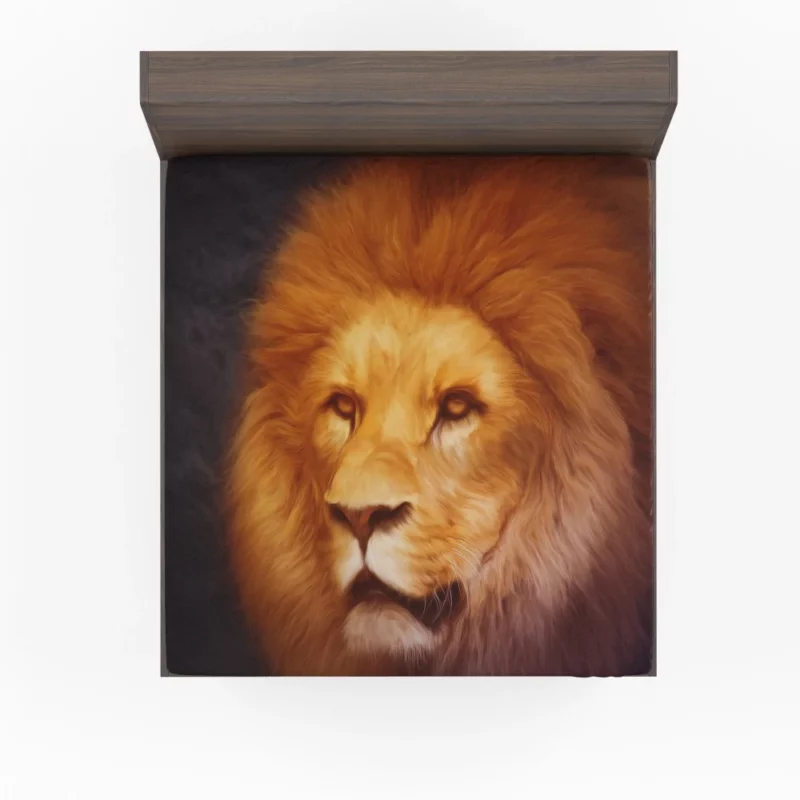 Artistic Lion Portrait Majestic Splendor Fitted Sheet 1