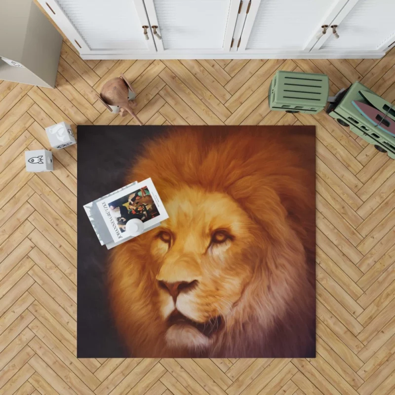 Artistic Lion Portrait Majestic Splendor Rug