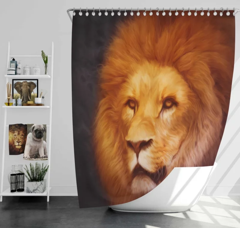 Artistic Lion Portrait Majestic Splendor Shower Curtain