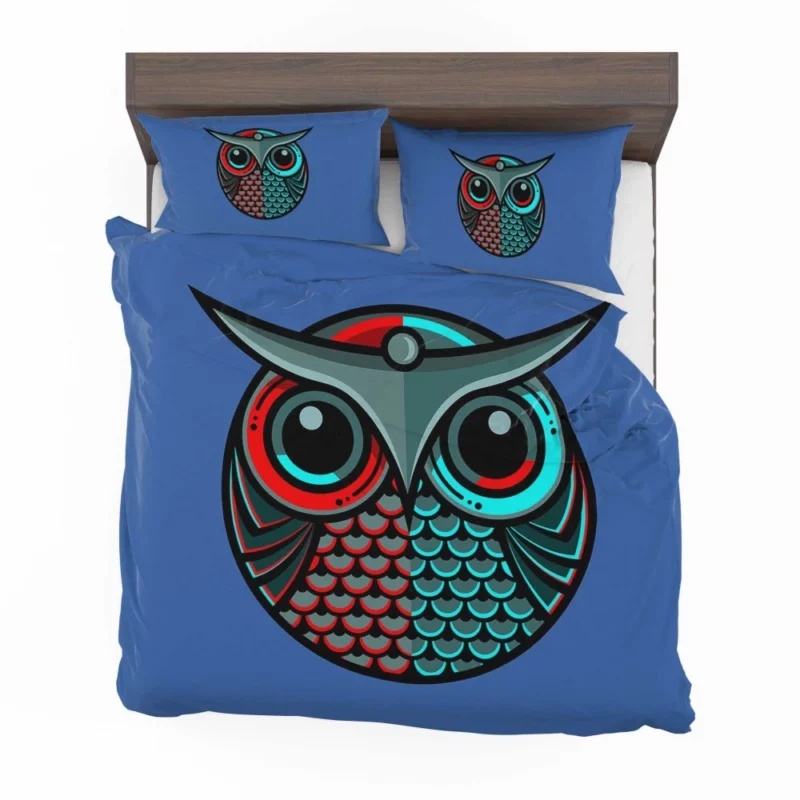 Artistic Owl Minimalist Avian Portrait Bedding Set 1