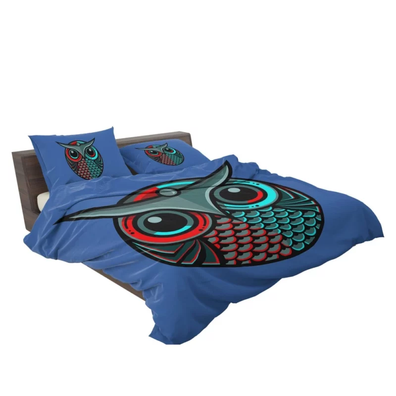 Artistic Owl Minimalist Avian Portrait Bedding Set 2