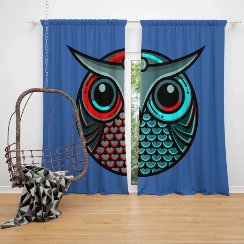 Artistic Owl Minimalist Avian Portrait Curtain