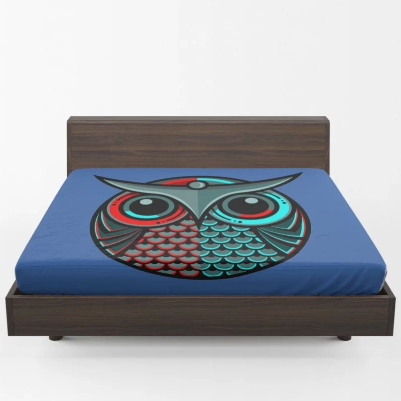 Artistic Owl Minimalist Avian Portrait Fitted Sheet