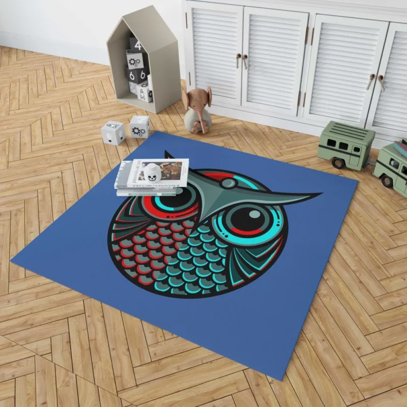 Artistic Owl Minimalist Avian Portrait Rug 1