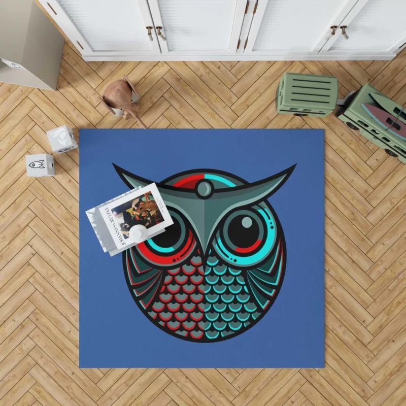 Artistic Owl Minimalist Avian Portrait Rug