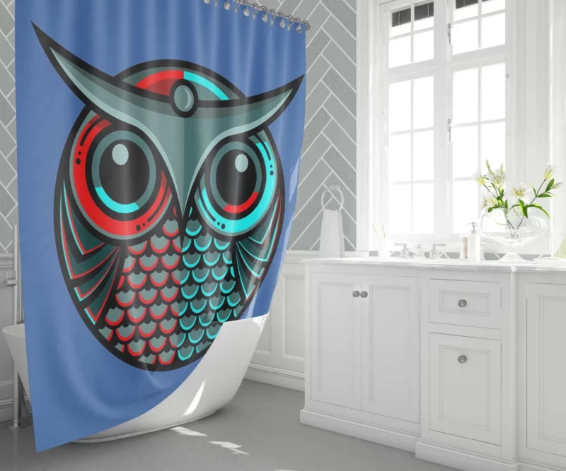 Artistic Owl Minimalist Avian Portrait Shower Curtain 1