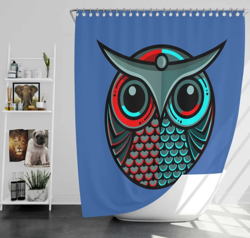 Artistic Owl Minimalist Avian Portrait Shower Curtain