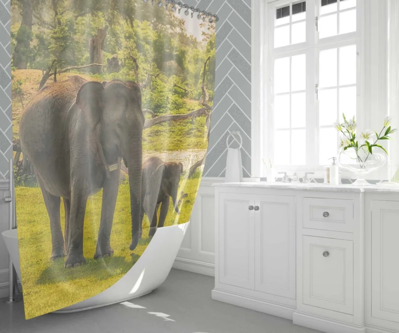 Asian Elephant Cuteness Shower Curtain 1