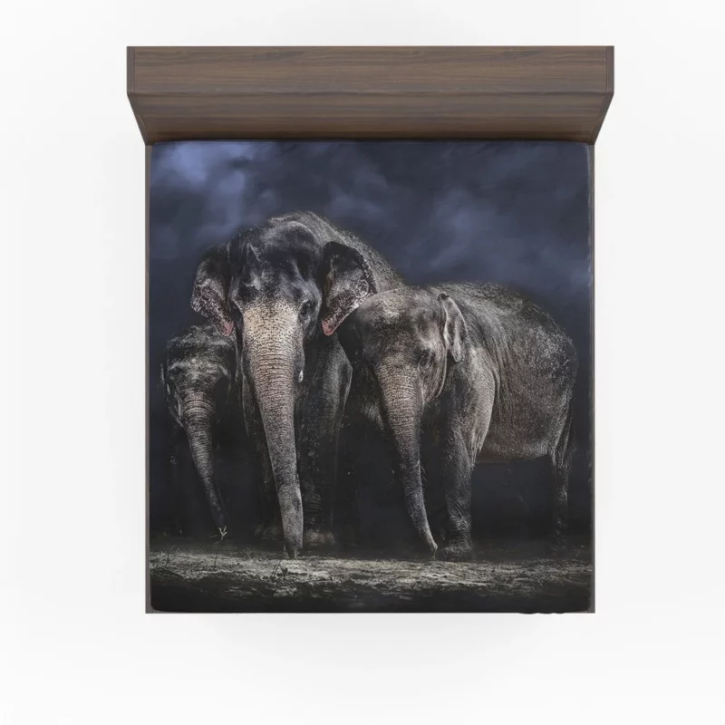 Asian Elephant Grandeur Wildlife Splendor Fitted Sheet 1