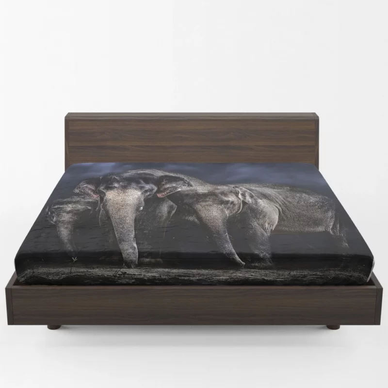 Asian Elephant Grandeur Wildlife Splendor Fitted Sheet