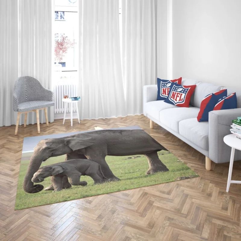 Asian Elephant Playful Baby Charm Rug 2