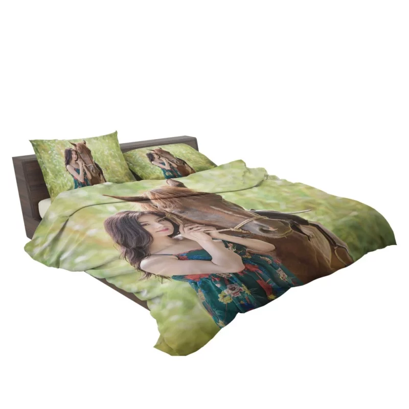 Asian Woman with Horse Graceful Harmony Bedding Set 2