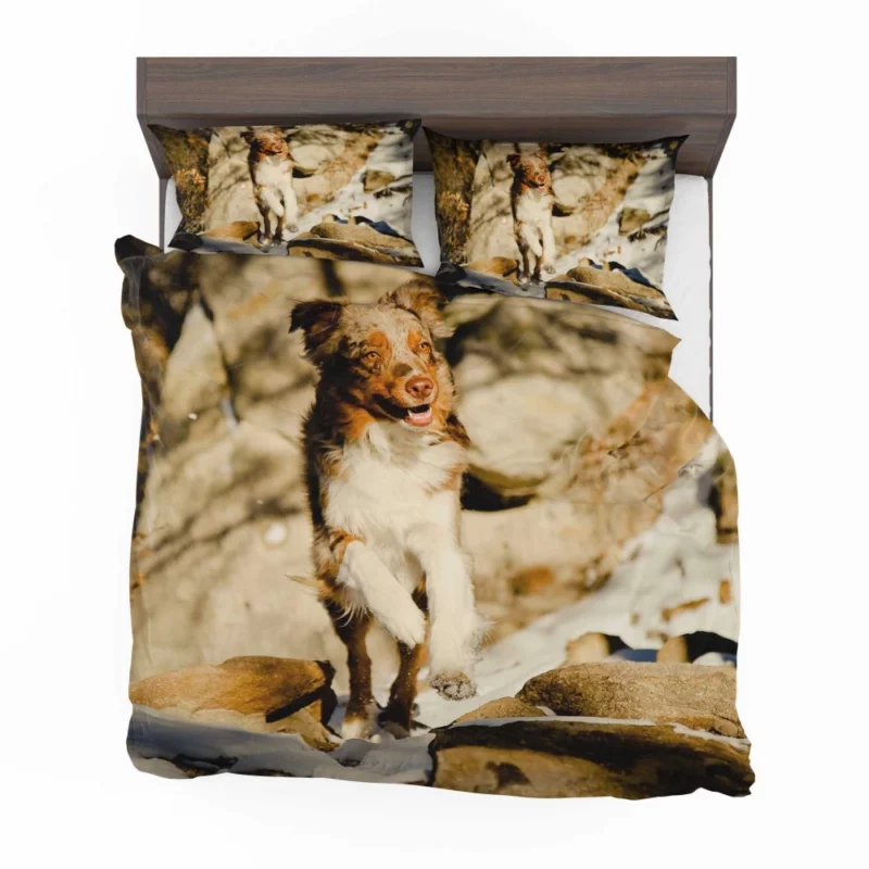 Aussie Puppy Snowy Profile Portrait Bedding Set 1