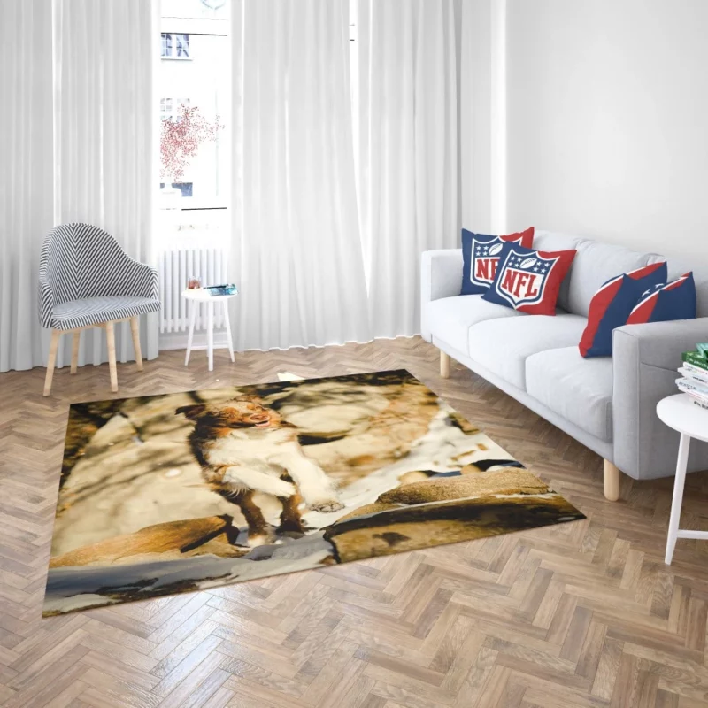 Aussie Puppy Snowy Profile Portrait Rug 2