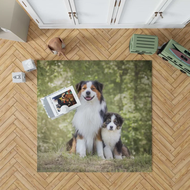 Aussie Shepherd Father and Son Bonding Duo Rug