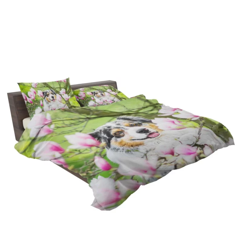 Australian Shepherd Amidst Magnolias Bedding Set 2