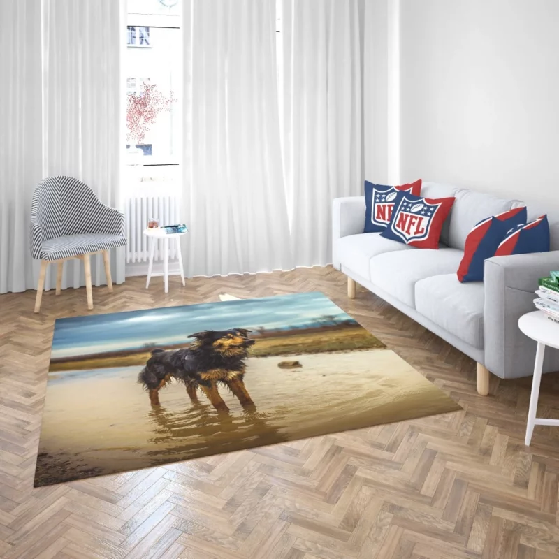 Australian Shepherd Amidst Water Blur Rug 2