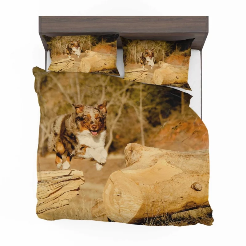 Australian Shepherd Dogs in Wild Motion Bedding Set 1