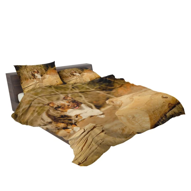 Australian Shepherd Dogs in Wild Motion Bedding Set 2