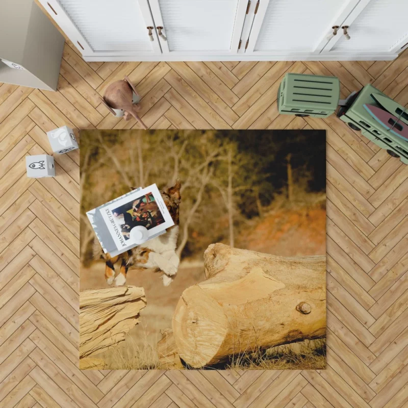 Australian Shepherd Dogs in Wild Motion Rug