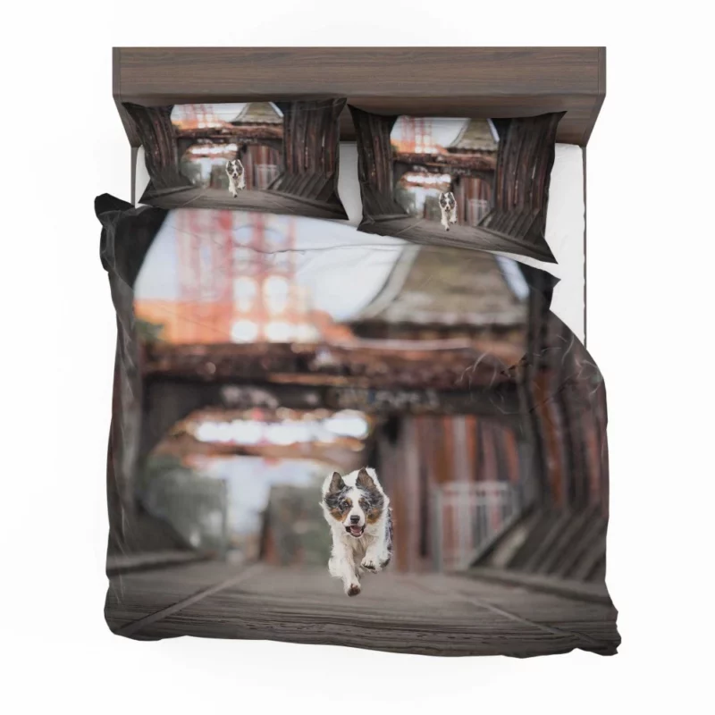 Australian Shepherd Puppy by Golden Gate Bridge Bedding Set 1