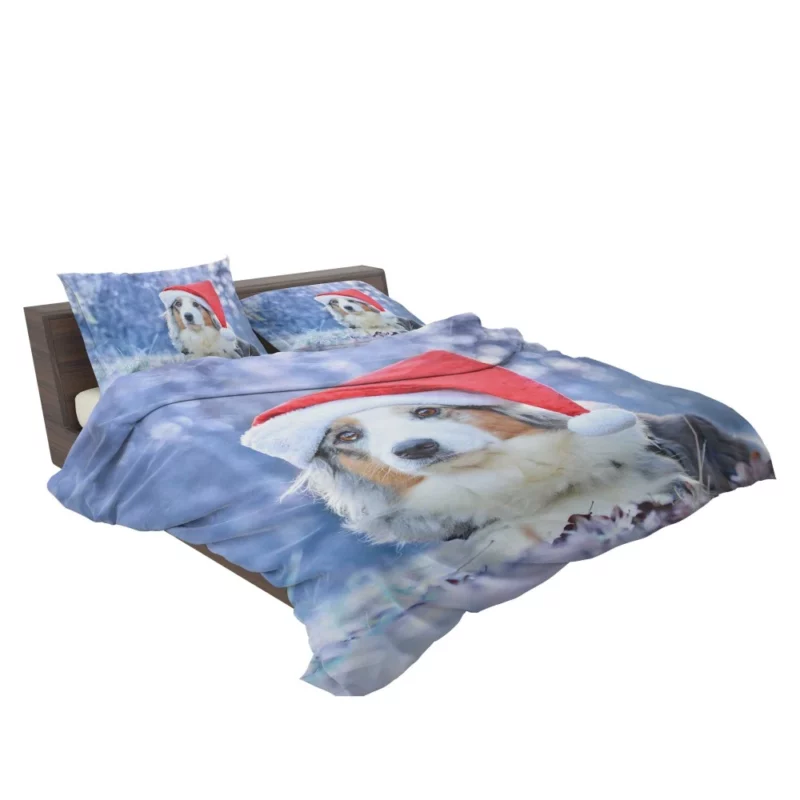 Australian Shepherd Santa Hat Style Bedding Set 2