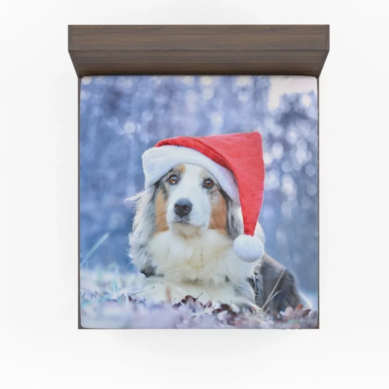 Australian Shepherd Santa Hat Style Fitted Sheet 1