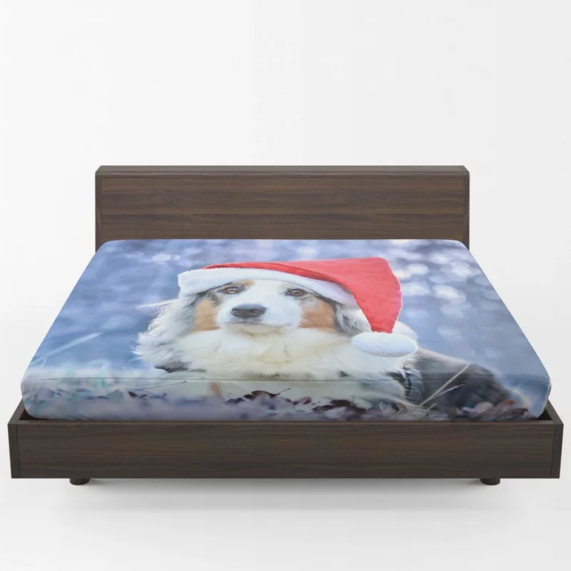 Australian Shepherd Santa Hat Style Fitted Sheet