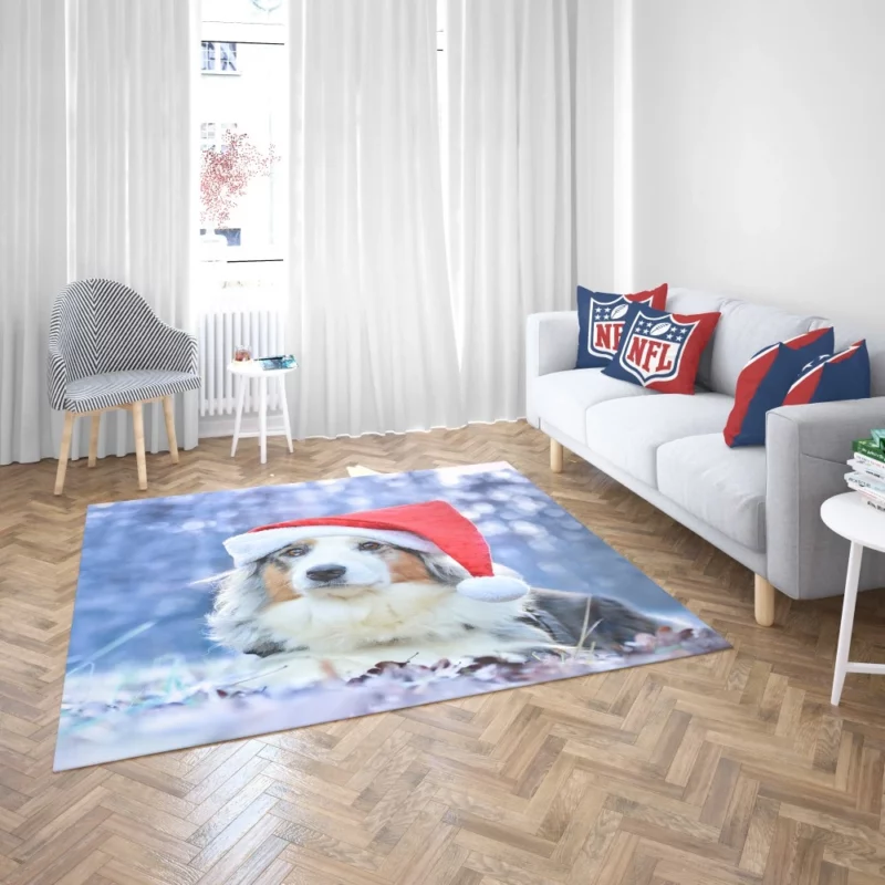 Australian Shepherd Santa Hat Style Rug 2