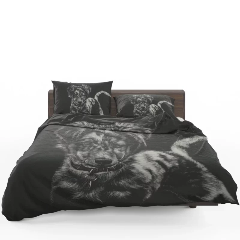 Australian Shepherd in Monochrome Canine Beauty Bedding Set