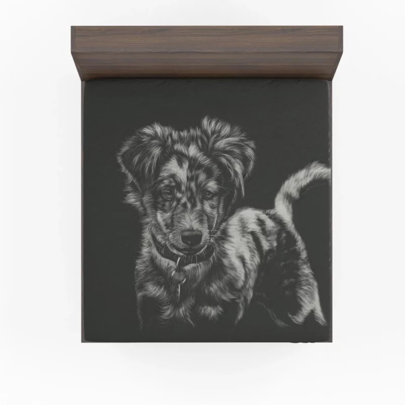 Australian Shepherd in Monochrome Canine Beauty Fitted Sheet 1