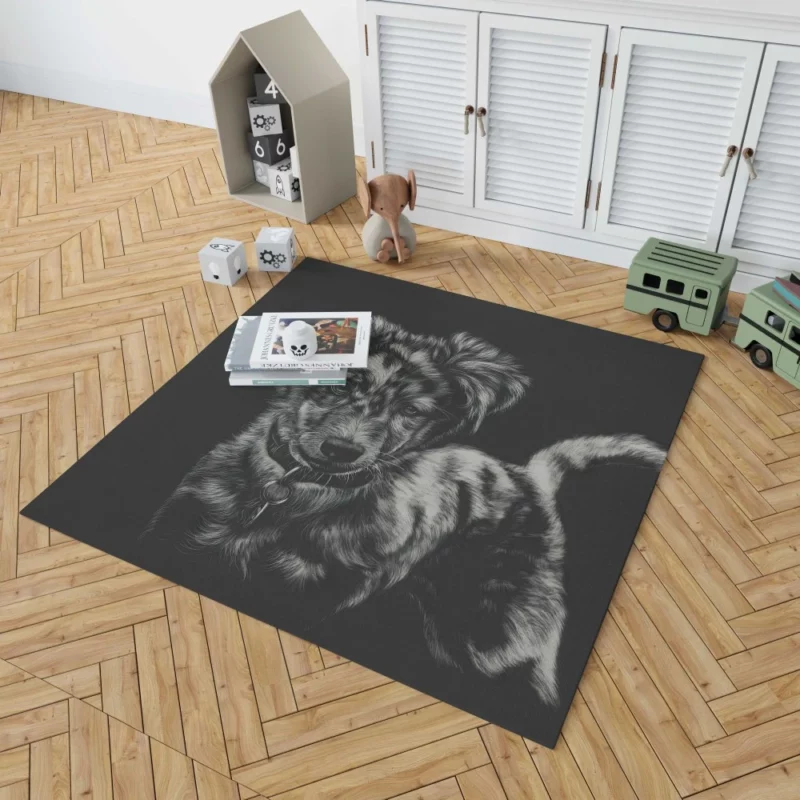 Australian Shepherd in Monochrome Canine Beauty Rug 1