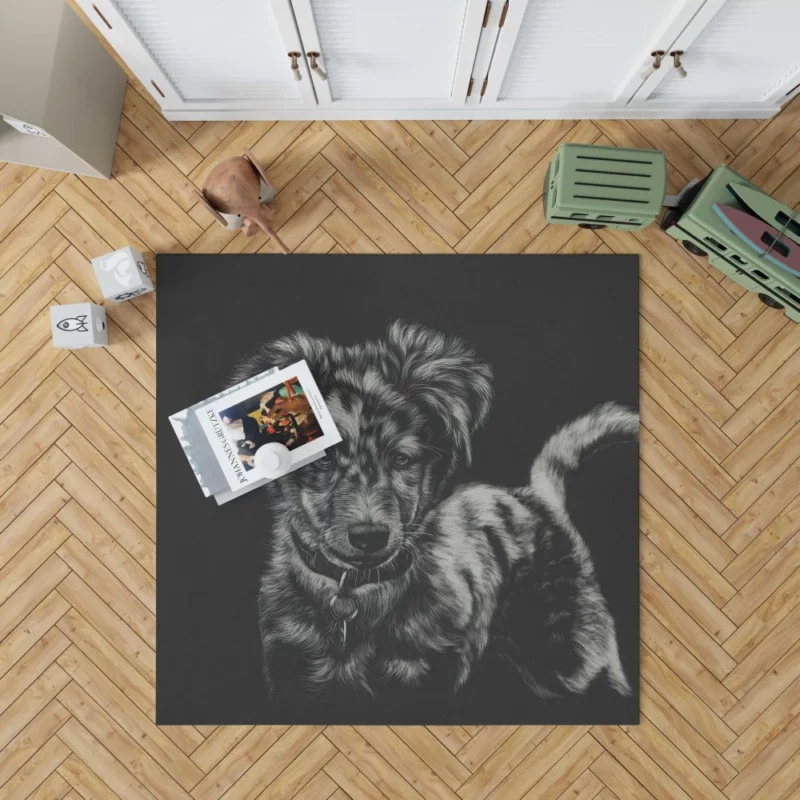 Australian Shepherd in Monochrome Canine Beauty Rug