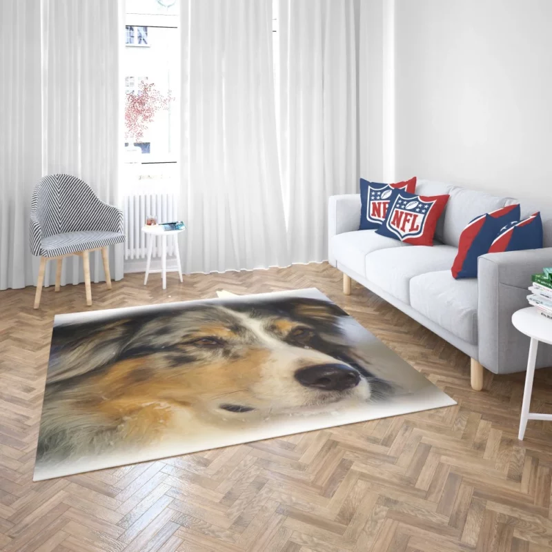 Australian Shepherd in Oil Furry Artistry Rug 2