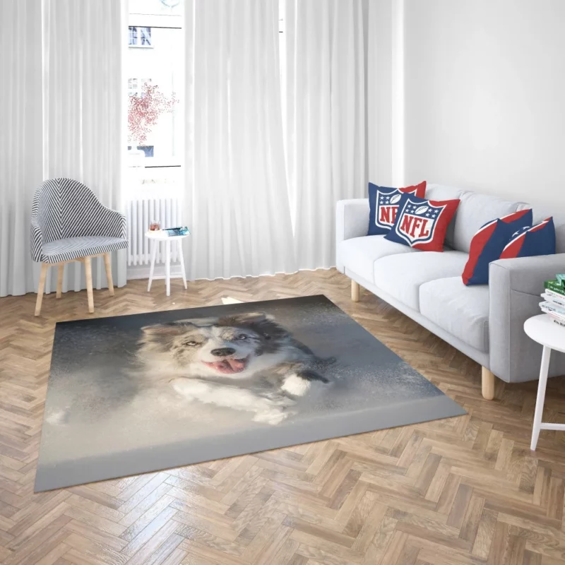 Australian Shepherd in Snowy Serenity Rug 2