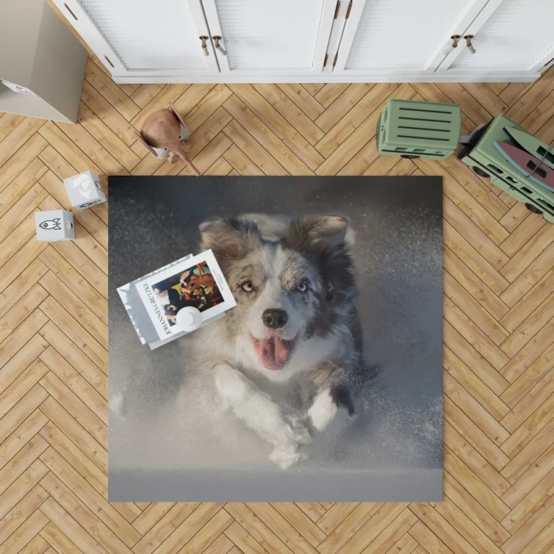 Australian Shepherd in Snowy Serenity Rug