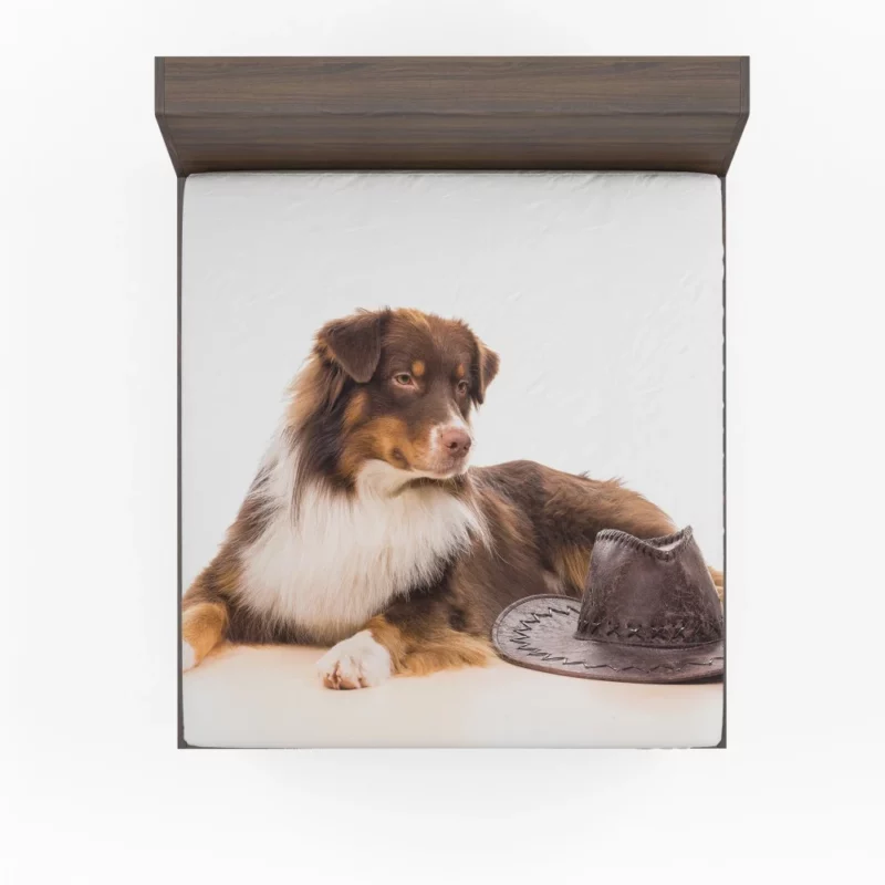 Australian Shepherd with Whimsical Hat Fitted Sheet 1