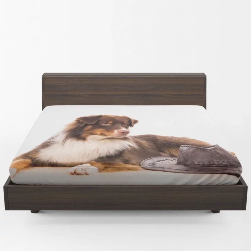 Australian Shepherd with Whimsical Hat Fitted Sheet