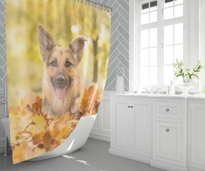 Autumn German Shepherd Shower Curtain 1