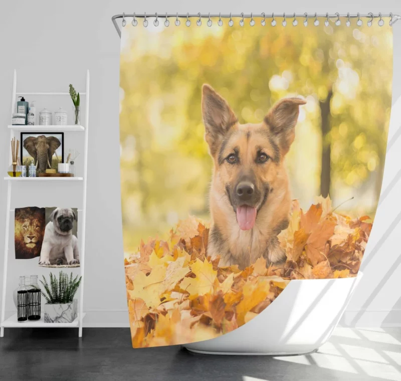 Autumn German Shepherd Shower Curtain