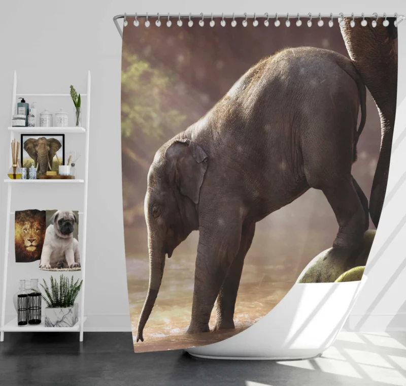 Baby Elephant Adorable Innocence Shower Curtain