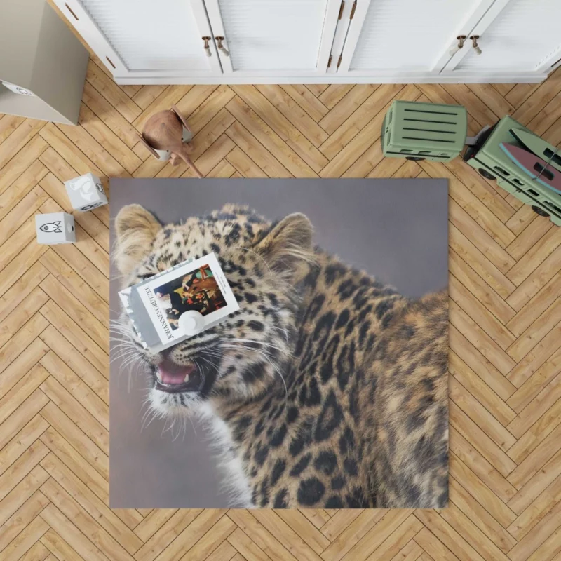 Baby Leopard Cub Playfulness Rug