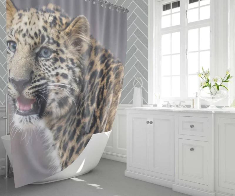 Baby Leopard Cub Playfulness Shower Curtain 1