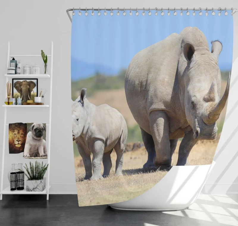 Baby Rhino Playful Adventure Shower Curtain