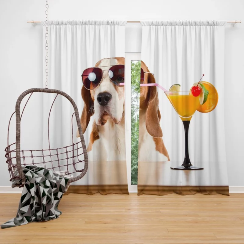 Basset Hound Cocktail Affair Stylish Fun Curtain