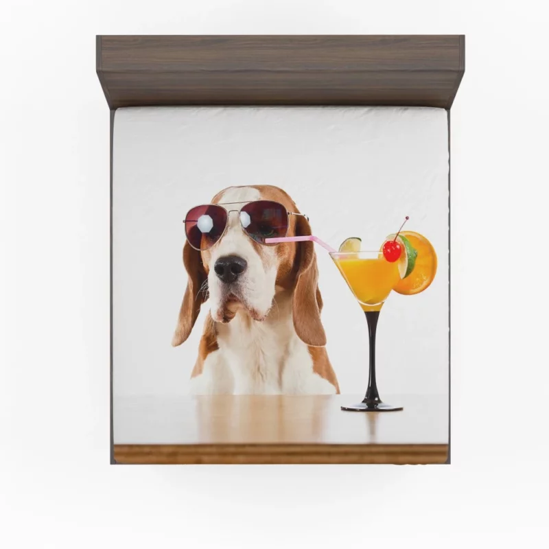 Basset Hound Cocktail Affair Stylish Fun Fitted Sheet 1