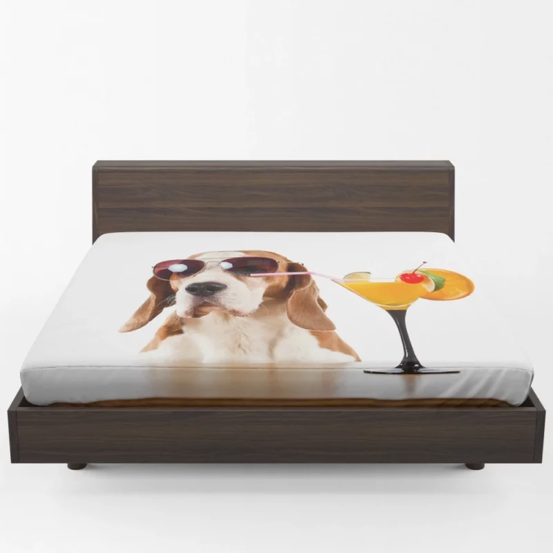 Basset Hound Cocktail Affair Stylish Fun Fitted Sheet