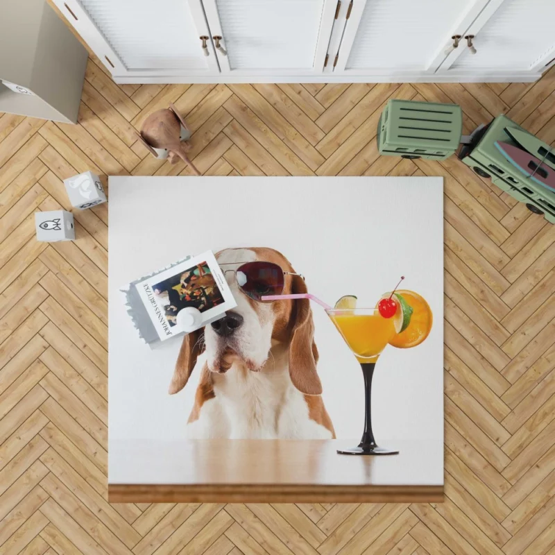 Basset Hound Cocktail Affair Stylish Fun Rug