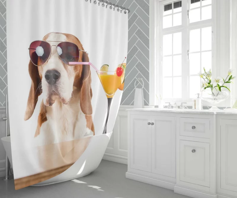 Basset Hound Cocktail Affair Stylish Fun Shower Curtain 1