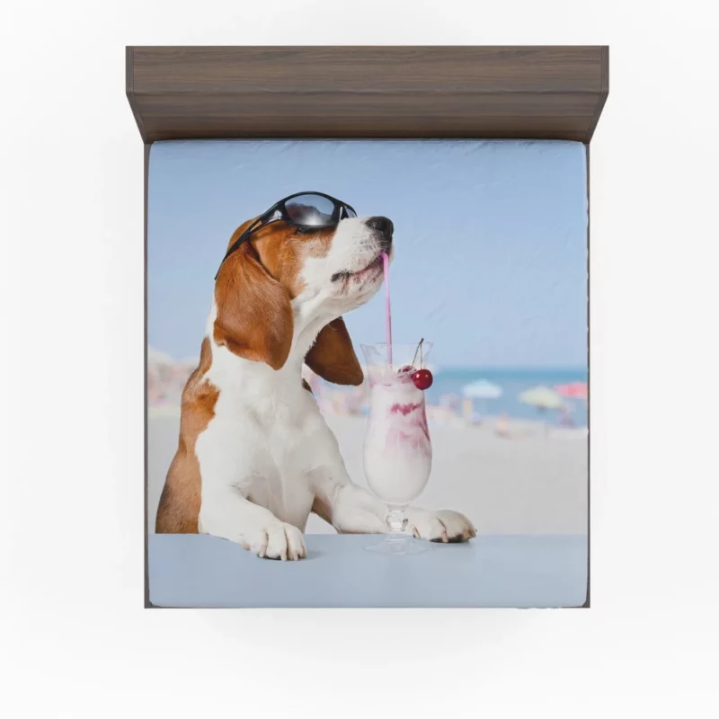 Basset Hound Humorous Moment Milkshake Joy Fitted Sheet 1